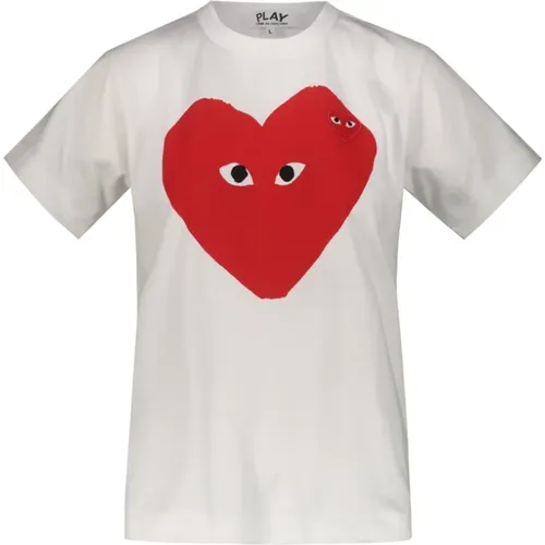 Heart Print T-Shirt , female, Sizes: S - Comme des Garçons - Modalova