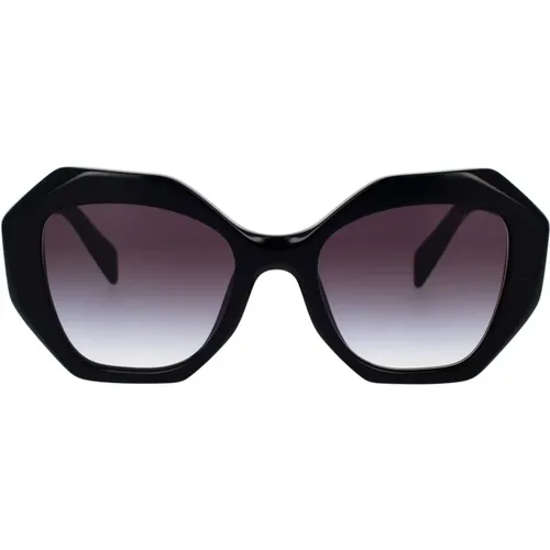 Irregular Shape Sunglasses with Blue Transparent Frame and Gray Gradient Lenses , unisex, Sizes: 53 MM - Prada - Modalova