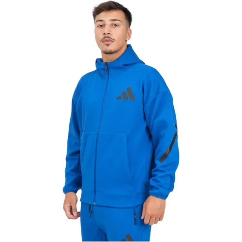 Blauer Z.n.e. Sweatshirt mit Reißverschluss , Herren, Größe: L - Adidas - Modalova