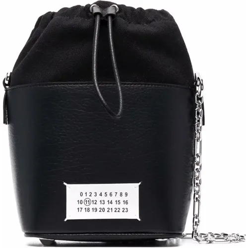 Schwarze Taschen für einen stilvollen Look,Gehämmerter Leder Mini Eimer Tasche - Maison Margiela - Modalova