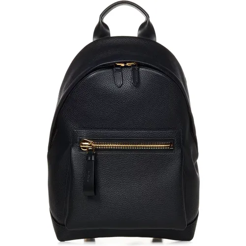 Leather Backpack with Gold-Toned Hardware , male, Sizes: ONE SIZE - Tom Ford - Modalova