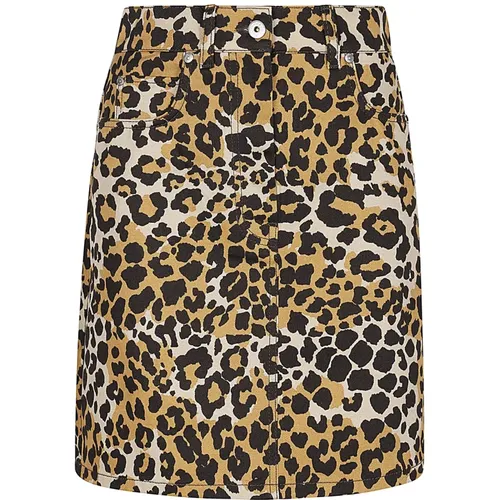 Leopard Print Cotton Mini Skirt , female, Sizes: 2XS - Max Mara Weekend - Modalova