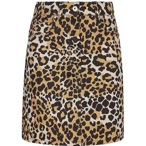 Leopard Print Cotton Mini Skirt , female, Sizes: XS, 2XS, M - Max Mara Weekend - Modalova