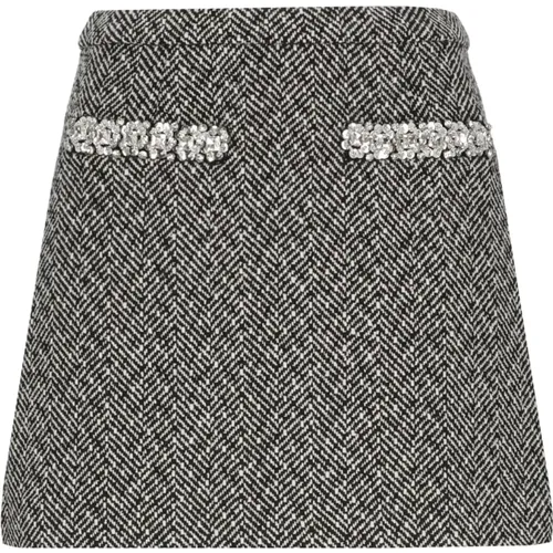 Mini Skirt with Strass Details , female, Sizes: XS - Self Portrait - Modalova