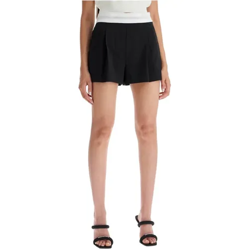 Plissierte Wollshorts mit Markenband , Damen, Größe: L - alexander wang - Modalova