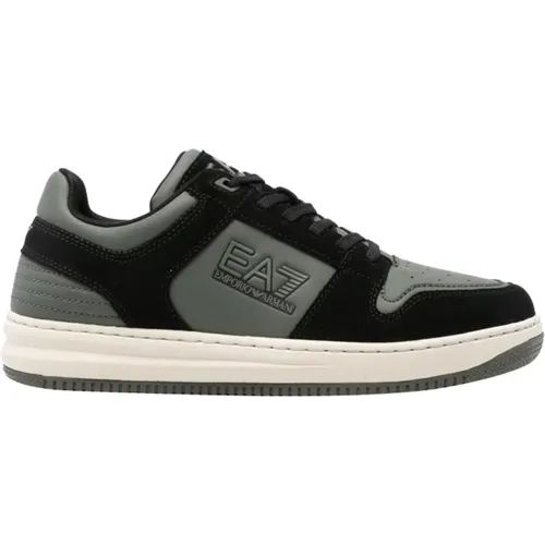 Wildleder-Sneakers schwarz/grau Unisex-Stil , Herren, Größe: 45 1/3 EU - Emporio Armani EA7 - Modalova