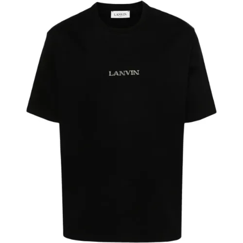 Bestickte Unisex T-Shirts und Polos,Klassisches Schwarzes Logo-besticktes T-Shirt - Lanvin - Modalova