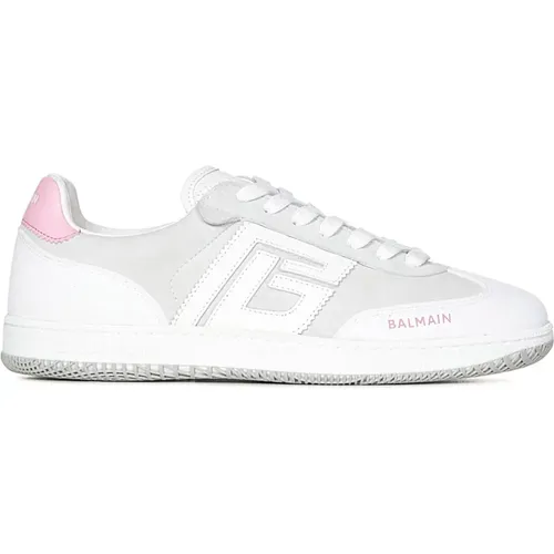 Weiße Sneakers mit Pinken Details , Damen, Größe: 38 EU - Balmain - Modalova