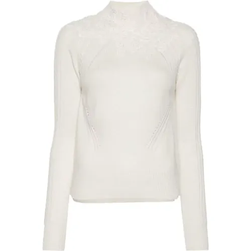 Floral Lace Knit Sweater , female, Sizes: L - Ermanno Scervino - Modalova