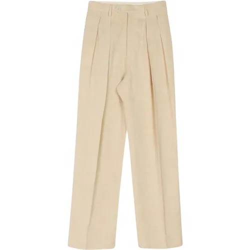 High-waisted palazzo pants with double pleats and side seam pockets , female, Sizes: S, XS, 2XS - Barena Venezia - Modalova