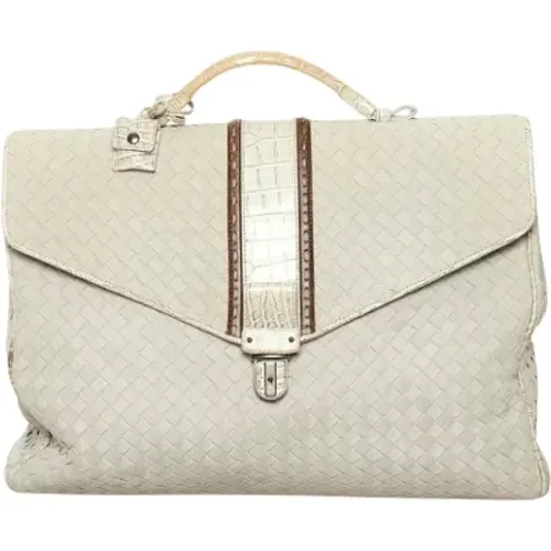 Cream Leather Vintage Briefcase - Stylish and Practical , female, Sizes: ONE SIZE - Bottega Veneta Vintage - Modalova