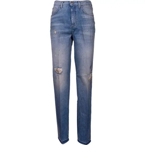 High-Waist Straight-Leg-Jeans mit gealtertem Effekt , Damen, Größe: W28 - Don The Fuller - Modalova