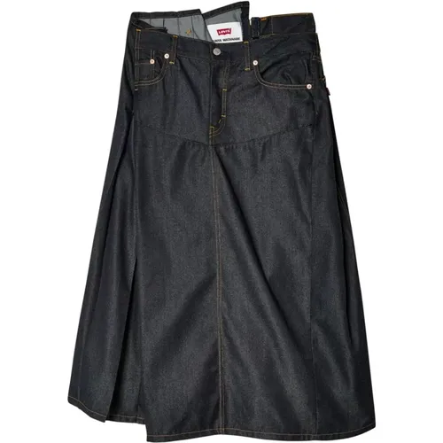 Denim Skirt Wide Width Button Closure , female, Sizes: M, S - Junya Watanabe - Modalova