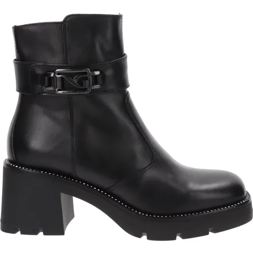 Leather Zip Closure Womens Ankle Boots , female, Sizes: 2 UK - Nerogiardini - Modalova