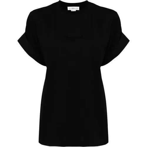 Schwarzes Bio-Baumwoll-Ballonärmel-T-Shirt , Damen, Größe: S - Victoria Beckham - Modalova