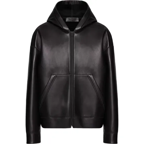 Lambskin Leather Hooded Jacket , male, Sizes: M - Valentino Garavani - Modalova