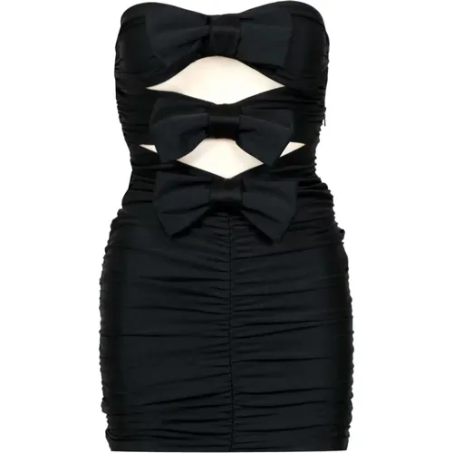 Schwarzes Dian Kurzes Kleid mit Vorderen Schleifen , Damen, Größe: 2XS - Aniye By - Modalova