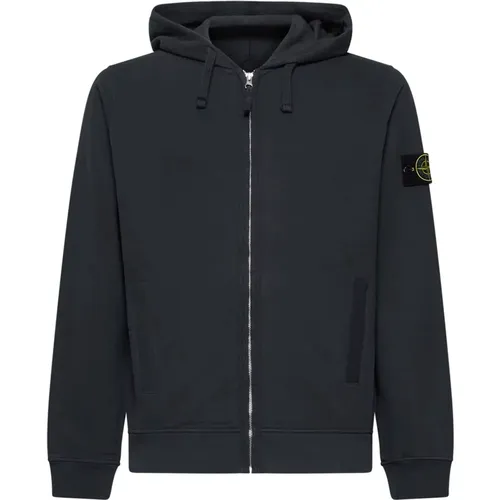 Grey Hoodie with Zip and Logo , male, Sizes: S, L - Stone Island - Modalova