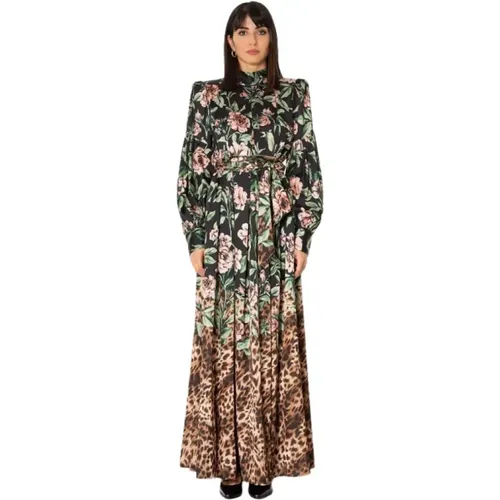 Kleid mit Blumen und PunktMuster , Damen, Größe: L - Babylon - Modalova