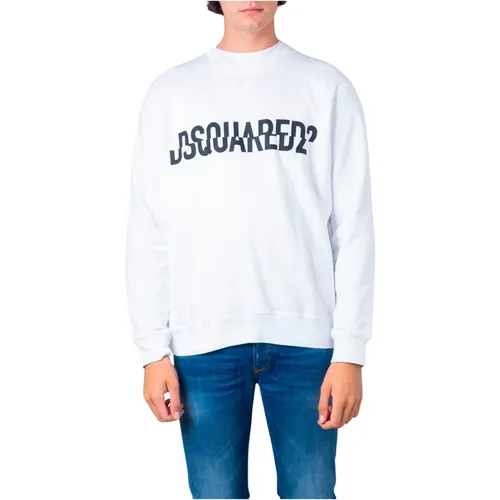 Weiße Baumwoll-Langarm-Sweatshirt , Herren, Größe: M - Dsquared2 - Modalova