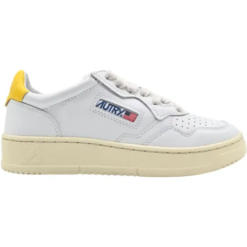 White Yellow Low Top Sneakers , female, Sizes: 3 UK - Autry - Modalova