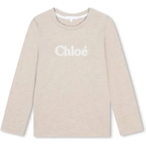 Besticktes Logo Crew Neck T-shirt - Chloé - Modalova