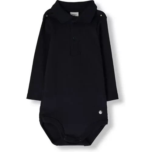 Blauer Strampler mit Kragen und Polo-Stil - Petit Bateau - Modalova