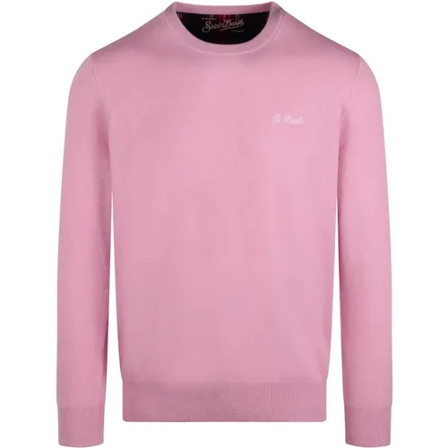 Rosa Wollmischung Rundhalsausschnitt Pullover , Herren, Größe: XL - MC2 Saint Barth - Modalova