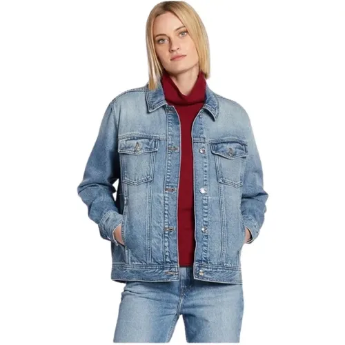 Jeansjacke mit gesticktem Logo , Damen, Größe: 2XL - Tommy Hilfiger - Modalova