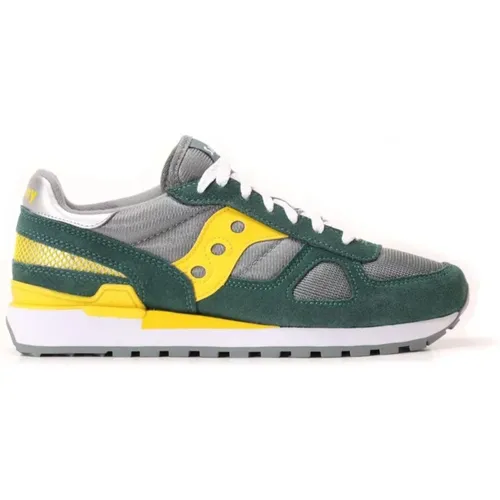Grüne Sneakers mit Gelben und Grauen Akzenten , Herren, Größe: 44 1/2 EU - Saucony - Modalova
