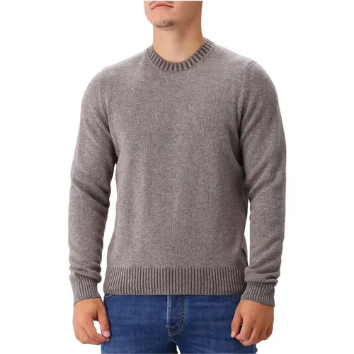 Brauner Strickpullover Rundhalsausschnitt , Herren, Größe: M - Gran Sasso - Modalova