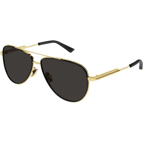 Gold/Graue Sonnenbrille , Herren, Größe: 59 MM - Bottega Veneta - Modalova