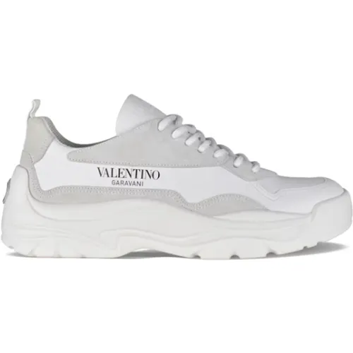 Weiße Leder- und graue Wildleder Gumboy Sneakers , Herren, Größe: 43 EU - Valentino Garavani - Modalova