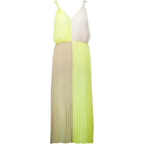 Yellow Colorblock Pleated Dress , female, Sizes: L, S, M - Dante 6 - Modalova