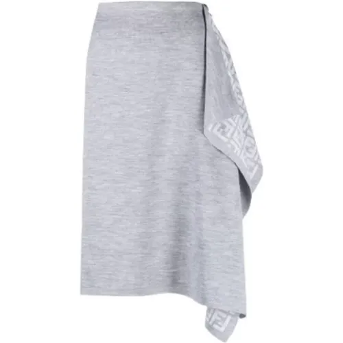 Logo-Pattern Wrap Midi Skirt , female, Sizes: XS - Fendi - Modalova