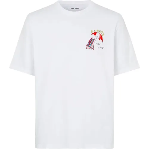 Cotton Unisex T-shirt with Giotto Calendoli Print , male, Sizes: M, S, L - Samsøe Samsøe - Modalova