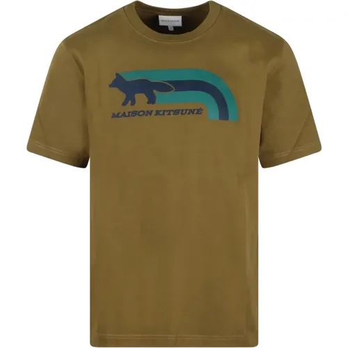 Flash Fox Print Cotton T-Shirt , male, Sizes: L, M, S - Maison Kitsuné - Modalova