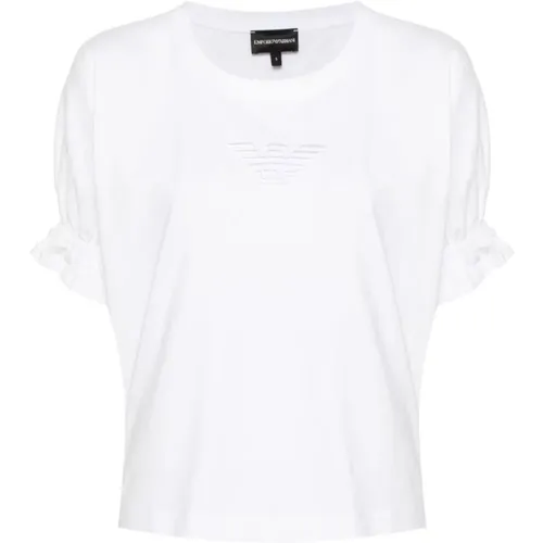 Weiße Jersey-Logo-T-Shirts Polos , Damen, Größe: M - Emporio Armani - Modalova