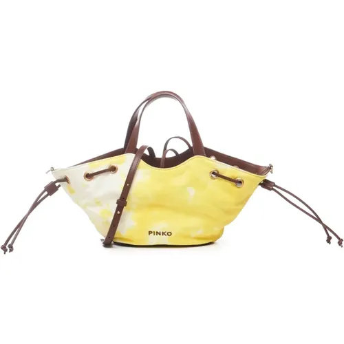 Yellow Cotton Canvas Drawstring Bag , female, Sizes: ONE SIZE - pinko - Modalova