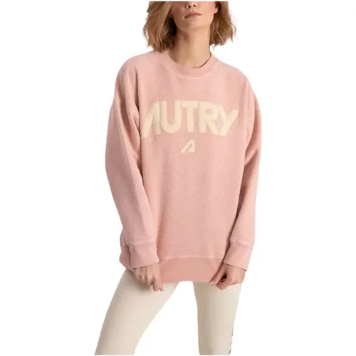 Rosa Sweatshirt mit Appliqué-Logo , Damen, Größe: M - Autry - Modalova