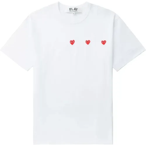 Herzdruck Crew Neck T-shirt , Herren, Größe: M - Comme des Garçons Play - Modalova