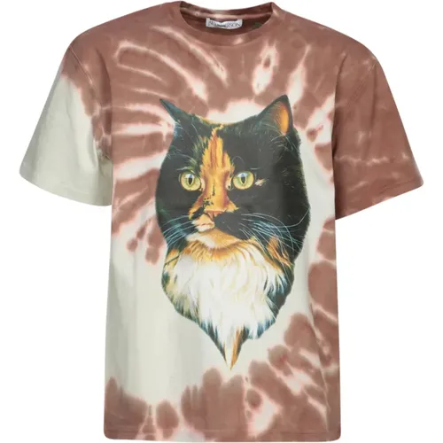 Braunes Katzenprint Tie-Dye T-Shirt , Herren, Größe: L - JW Anderson - Modalova