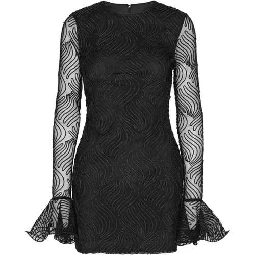 Schwarzes Glänzendes Mini Flounce Kleid , Damen, Größe: S - ROTATE Birger Christensen - Modalova