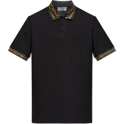 Polo with logo , male, Sizes: M, S - Versace Jeans Couture - Modalova