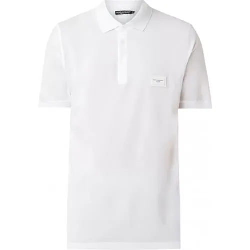 Polo-Shirt mit Metall-Logo , Herren, Größe: M - Dolce & Gabbana - Modalova