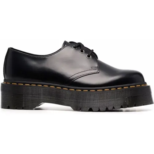 Schwarze flache Schuhe mit Schnürung , Damen, Größe: 39 1/2 EU - Dr. Martens - Modalova