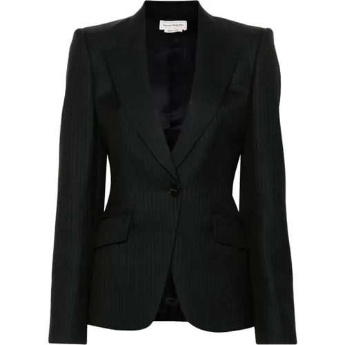Pinstripe Wool Jacket , female, Sizes: M, S - alexander mcqueen - Modalova