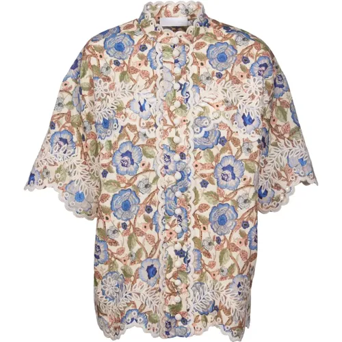 Shirts,Besticktes Leinenhemd mit Blumenmuster - Zimmermann - Modalova