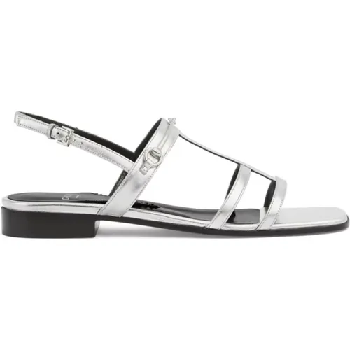 Metallic Silver Horsebit Sandals , female, Sizes: 5 UK, 4 UK, 7 UK - Gucci - Modalova
