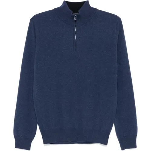 Luxuriöser Wolle Kaschmir Half-Zip Pullover , Herren, Größe: M - Corneliani - Modalova